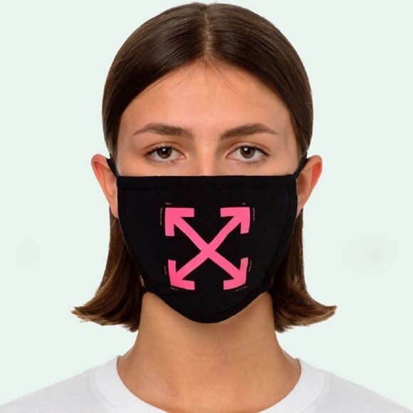 Off-White Black Fuchsia Pink Arrow Motif Unisex Mask NWT - Picture 14 of 16